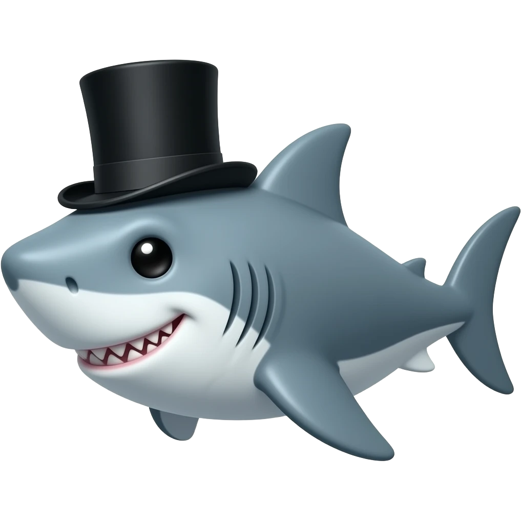 Shark with a top hat emoji