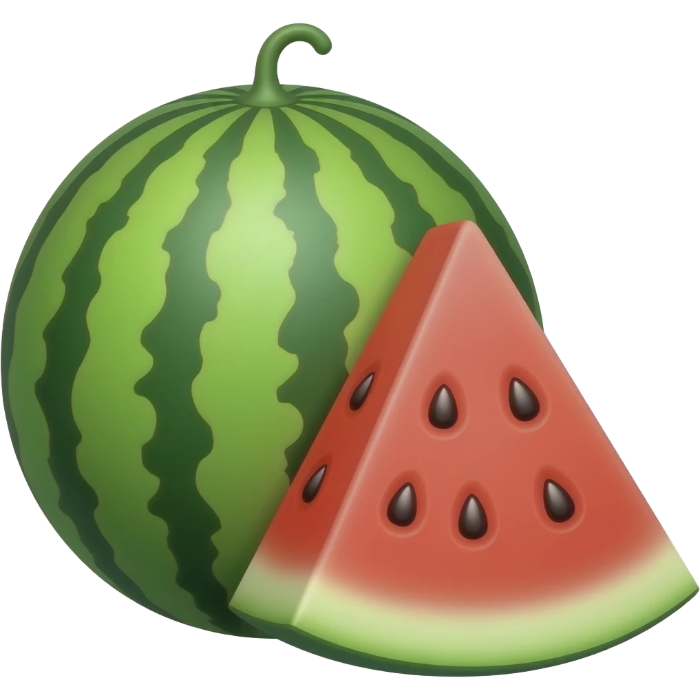 ripe whole and one triangular watermelon emoji