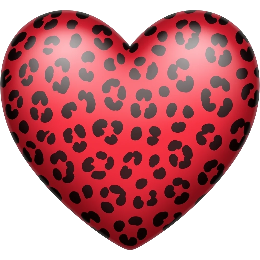 Kırmızı leoparlı kalp kırmızı desenli kalp leopar emoji
