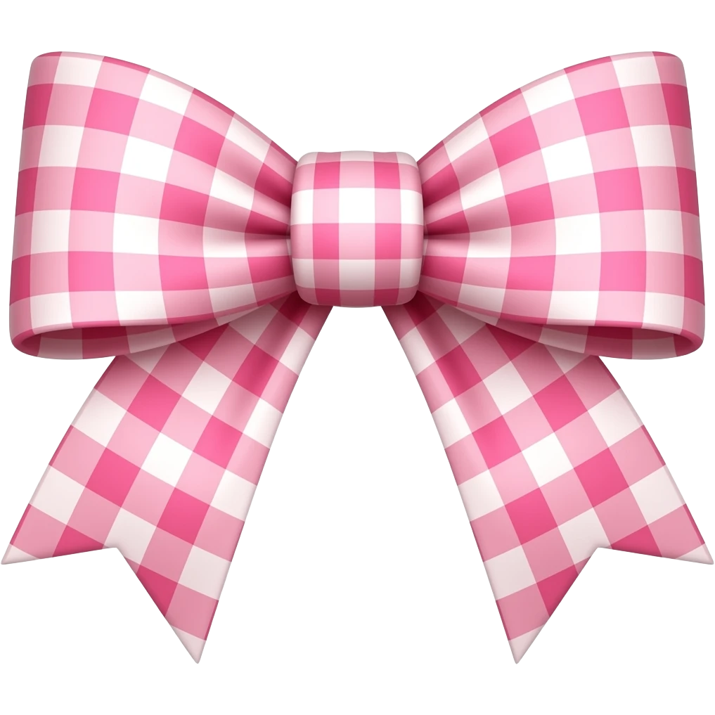 Pink gingham bow emoji