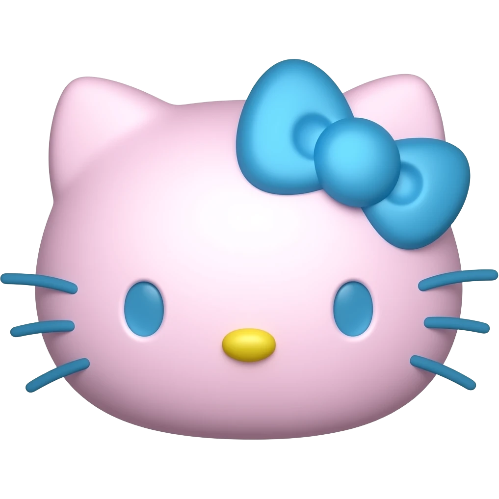 Pink and blue gummy hello Kitty head emoji
