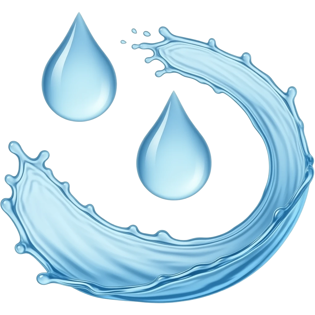 large three drops of splashing water (from the upper left corner bends and points downwards to the right) emoji