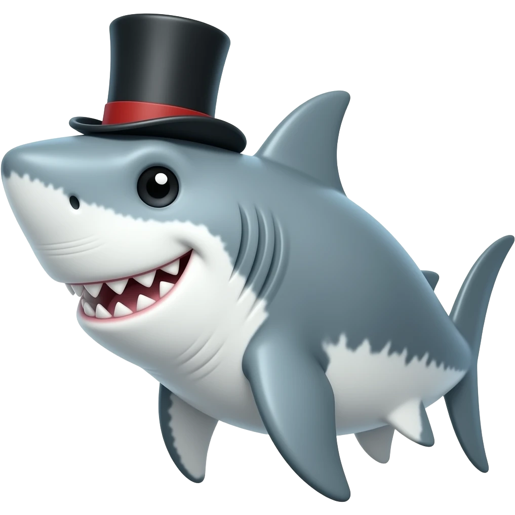 Shark with a top hat emoji