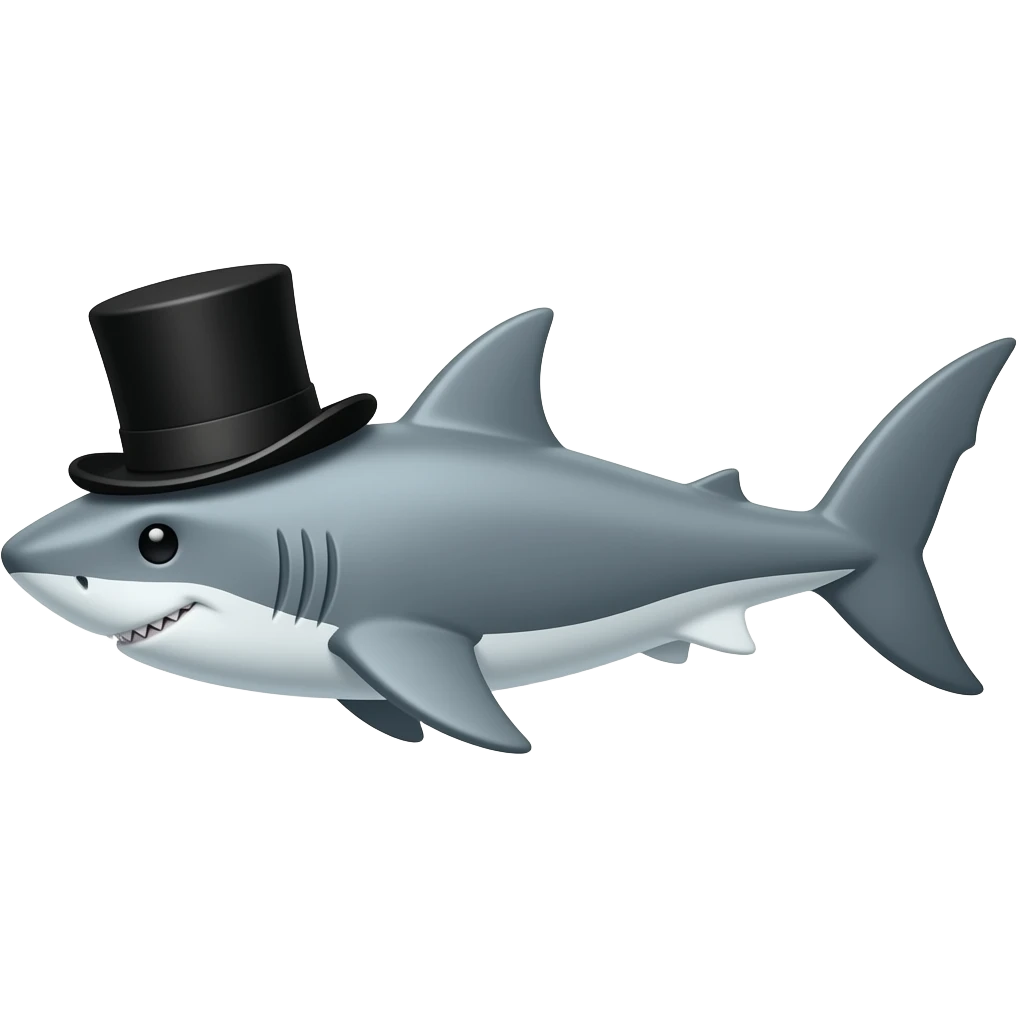 Shark with a top hat emoji