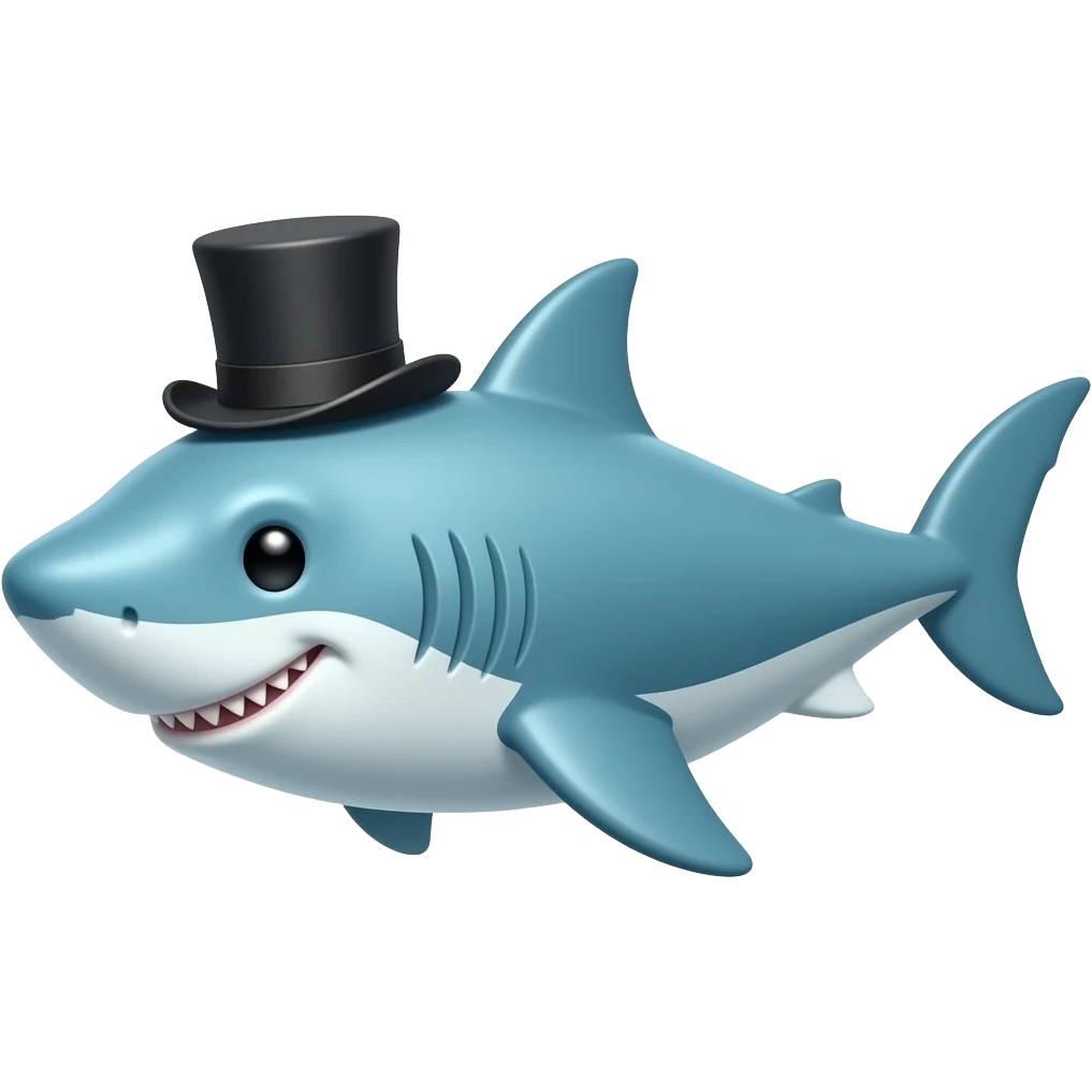Shark with a top hat emoji