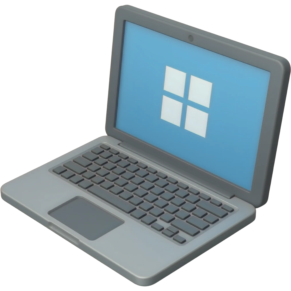 gray laptop with gray keys and windows screen emoji