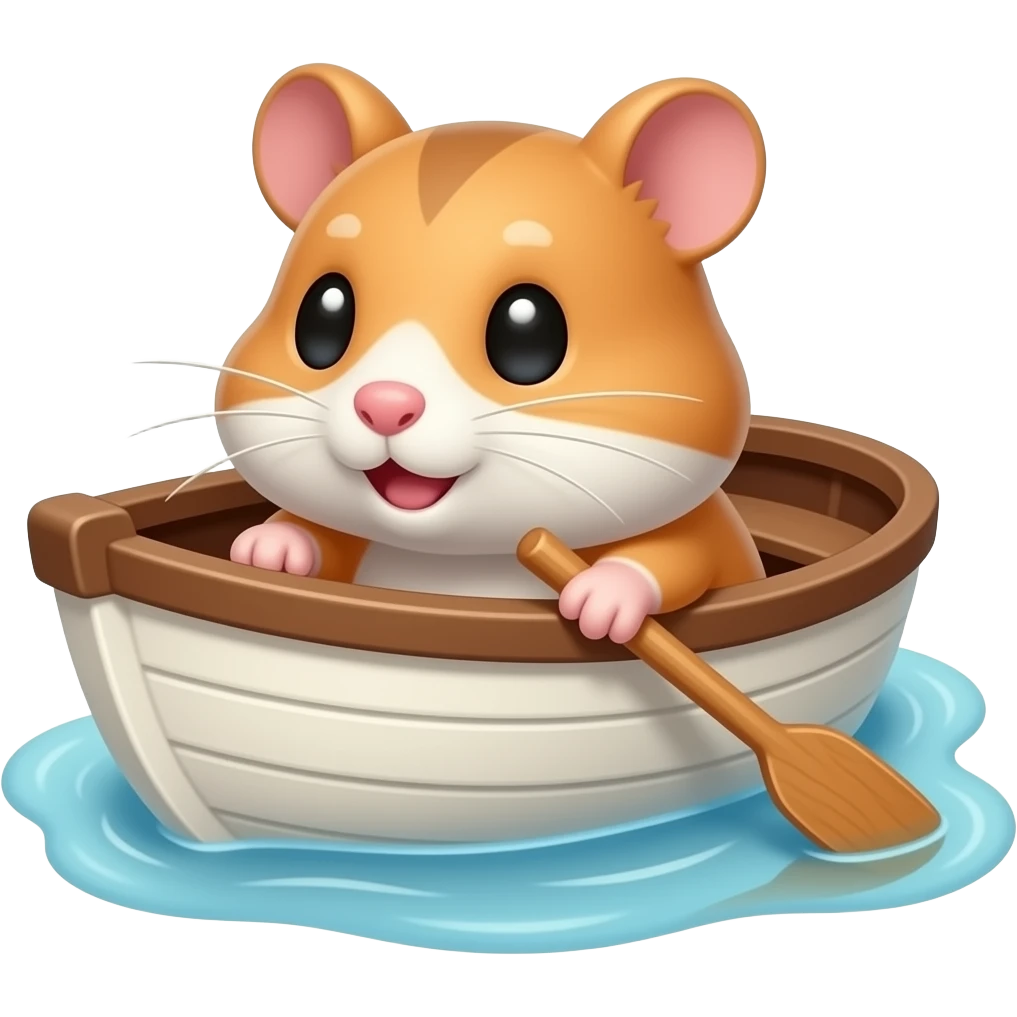 Хомяк плывет на лодке emoji