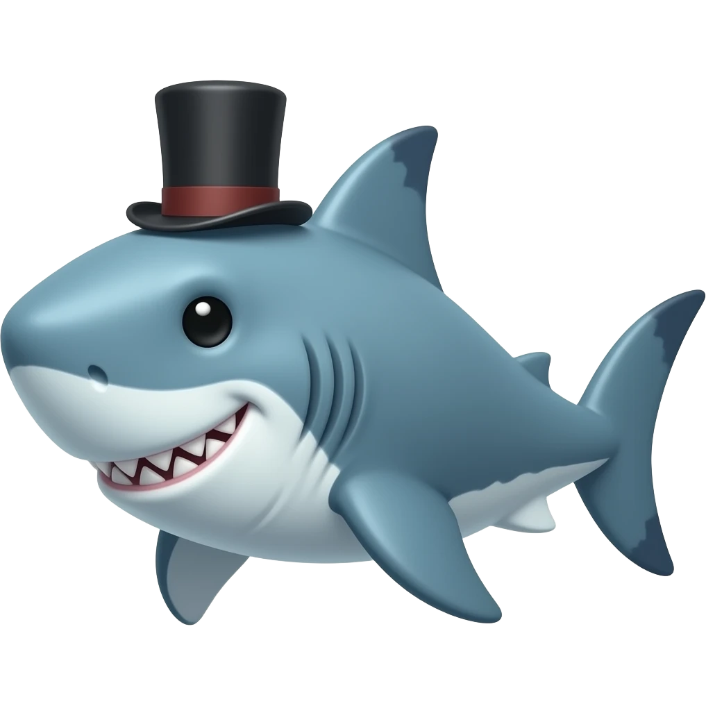 Shark with a top hat emoji