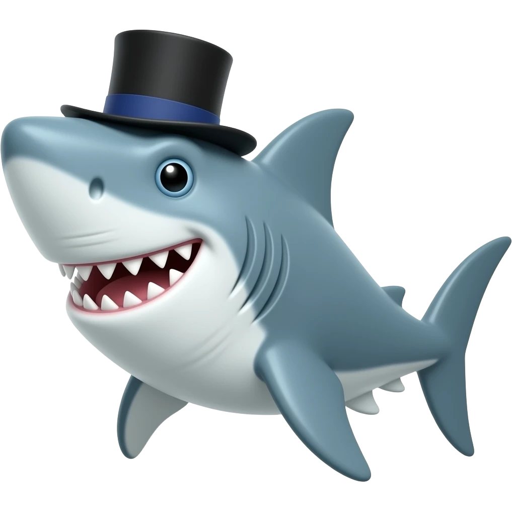 Shark with a top hat emoji