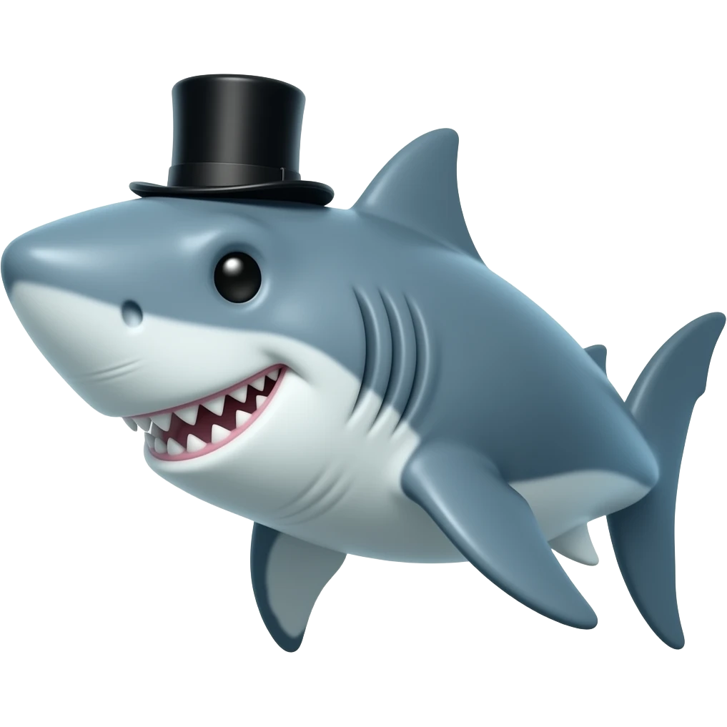 Shark with a top hat emoji