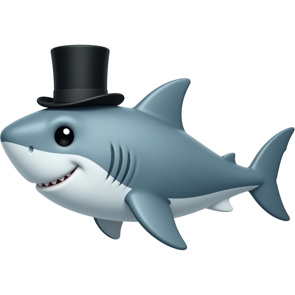 Shark with a top hat emoji