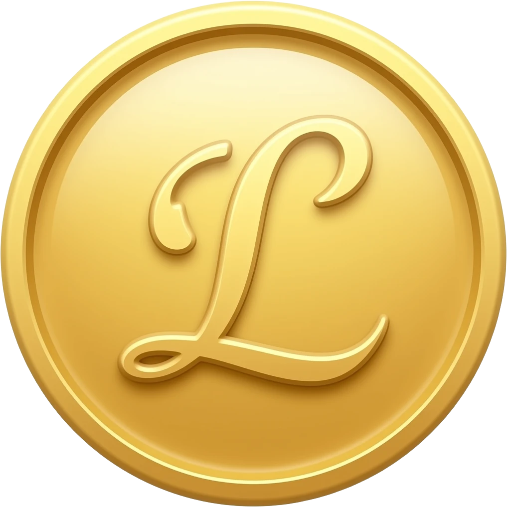 coin with the letter "L" in curvy fancy letters emoji