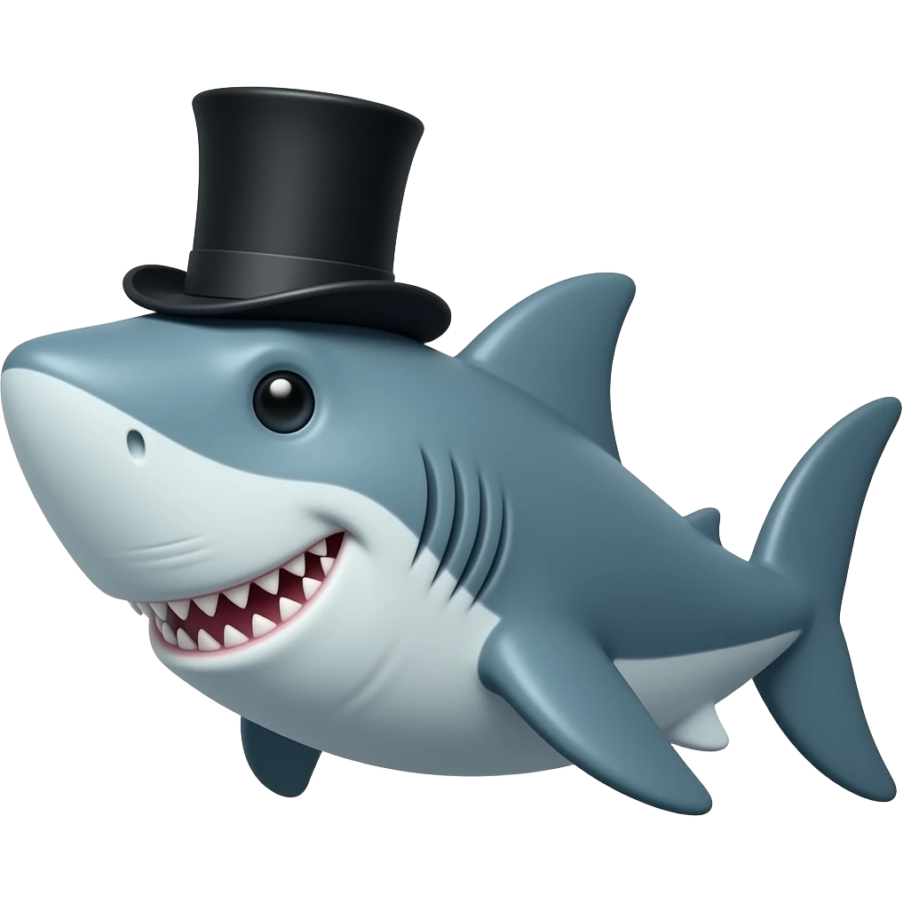 Shark with a top hat emoji