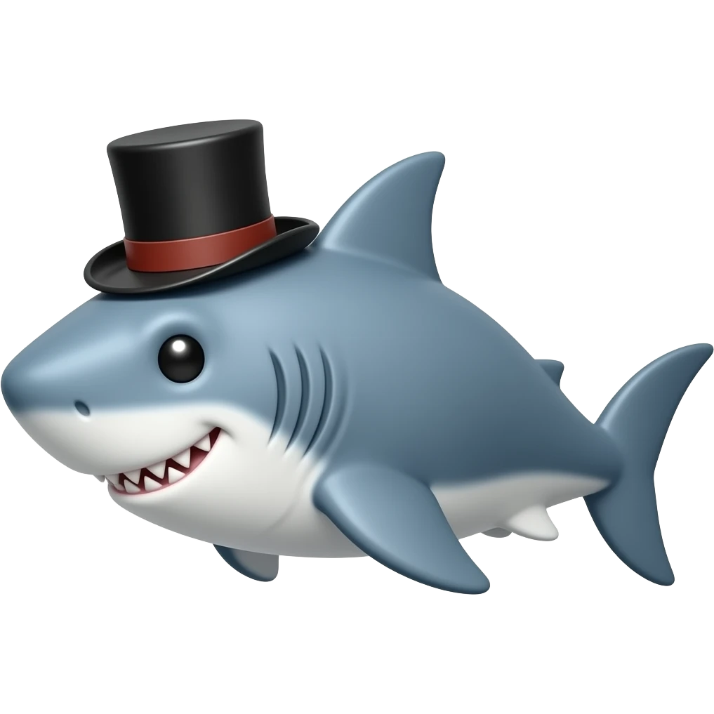 Shark with a top hat emoji