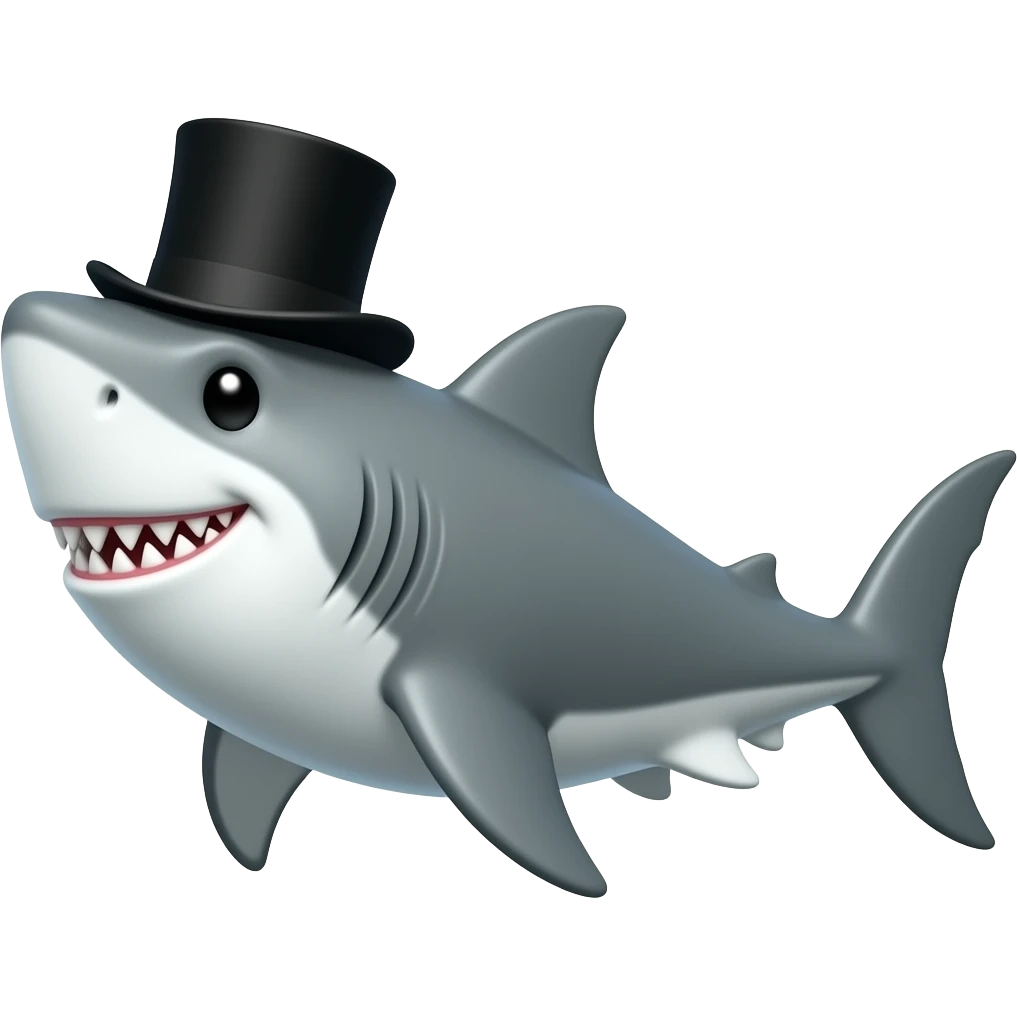 Shark with a top hat emoji