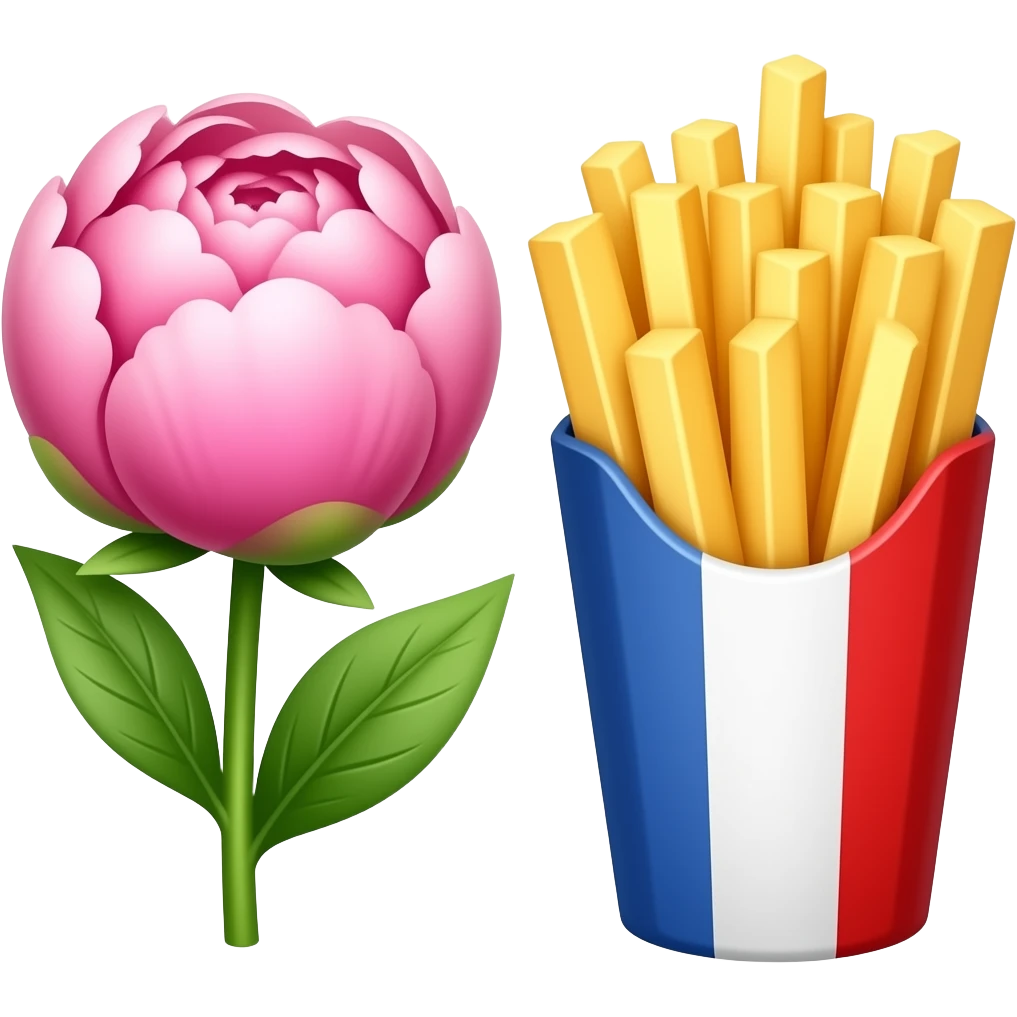Peony and fries emoji