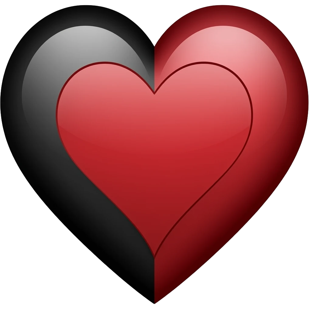 black and red heart emoji