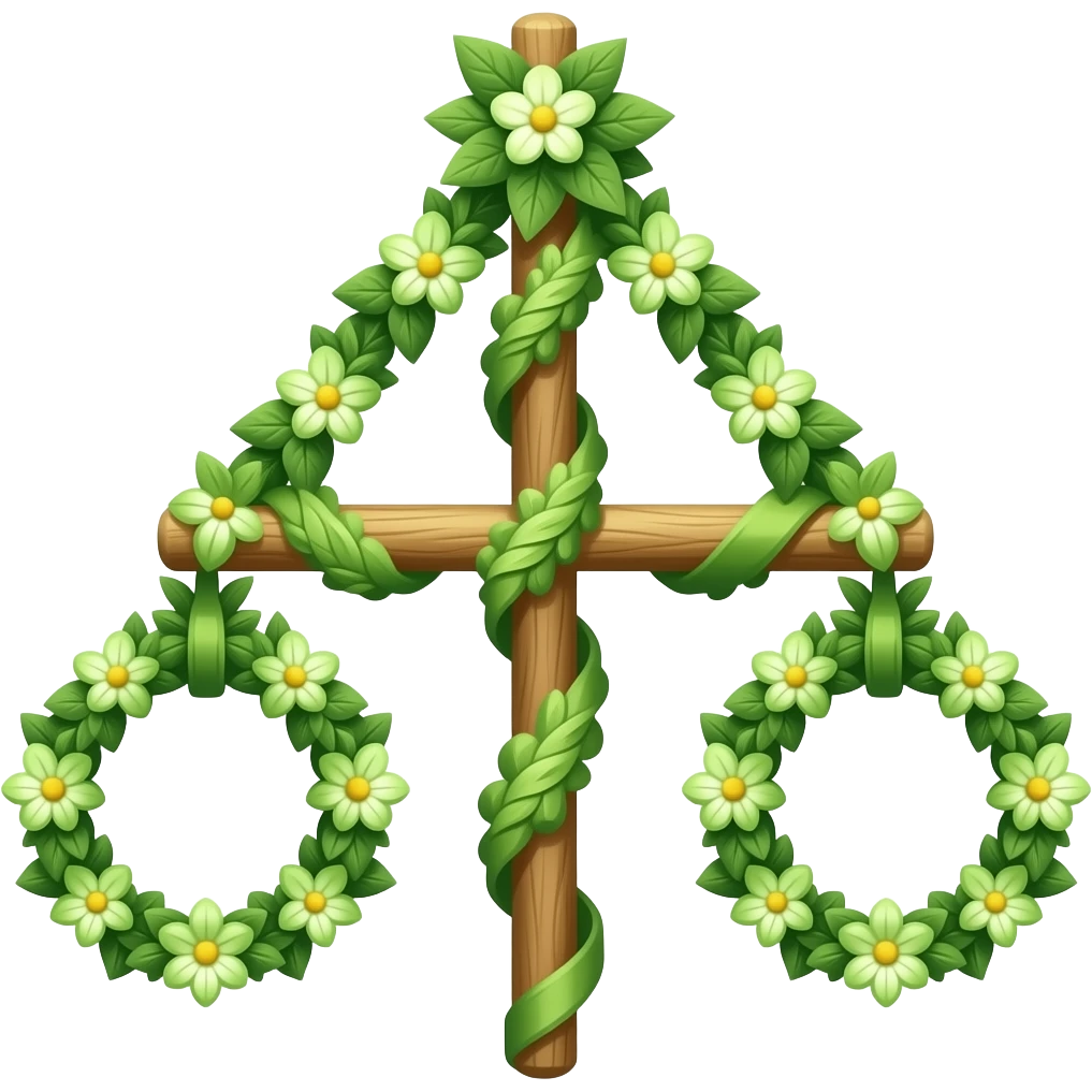 maypole for midsummer green two rings flowers emoji
