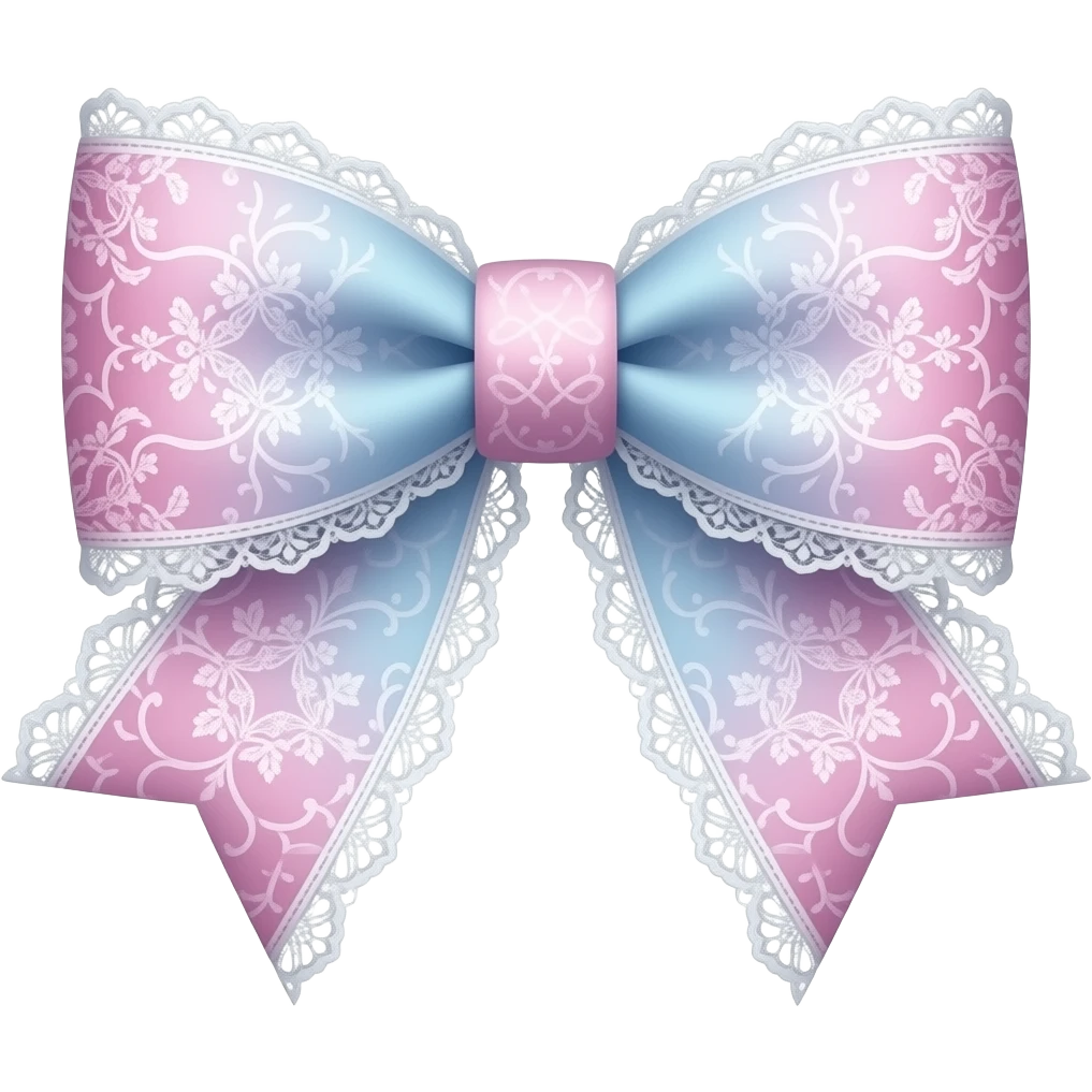 pink pastel ombre pastel blue with carnation rococo style pattern on bow lace coquette bow emoji