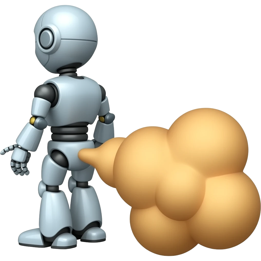 robot doing a big fart from its behind emoji