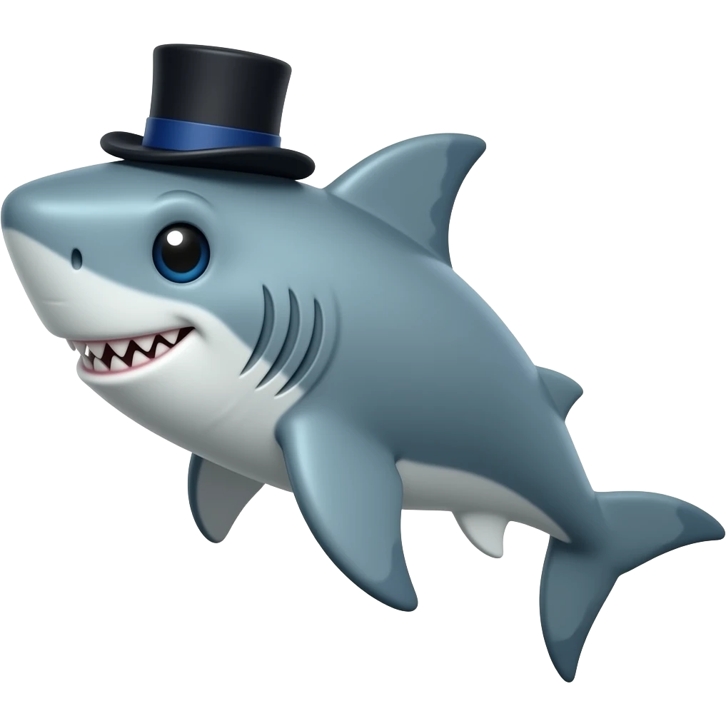 Shark with a top hat emoji