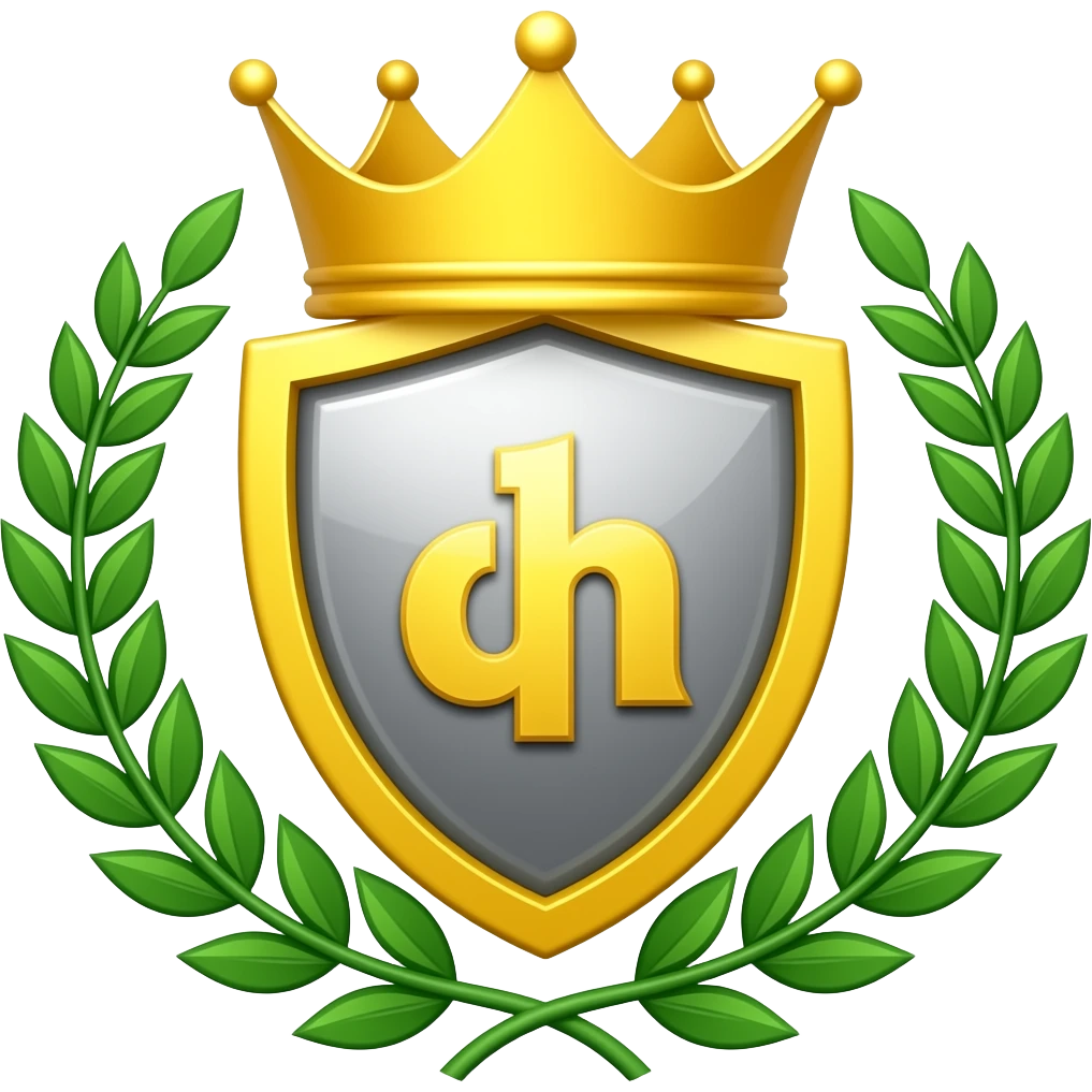 shield with a crown over it and a wreath surronding it emoji