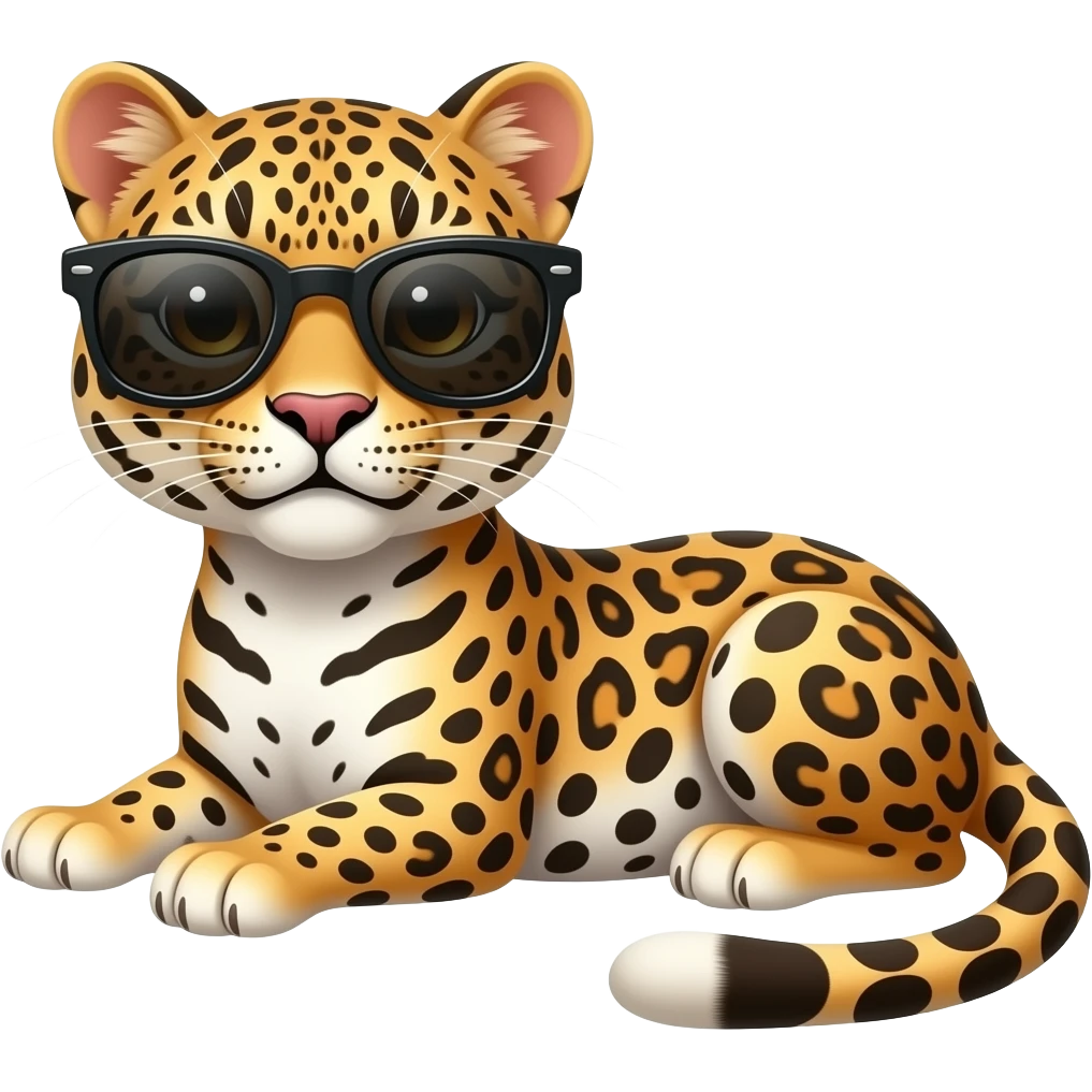 Leopard with sunglass sunbathing emoji