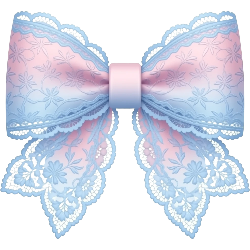 pink pastel ombre pastel blue with carnation rococo style pattern on bow lace coquette bow emoji