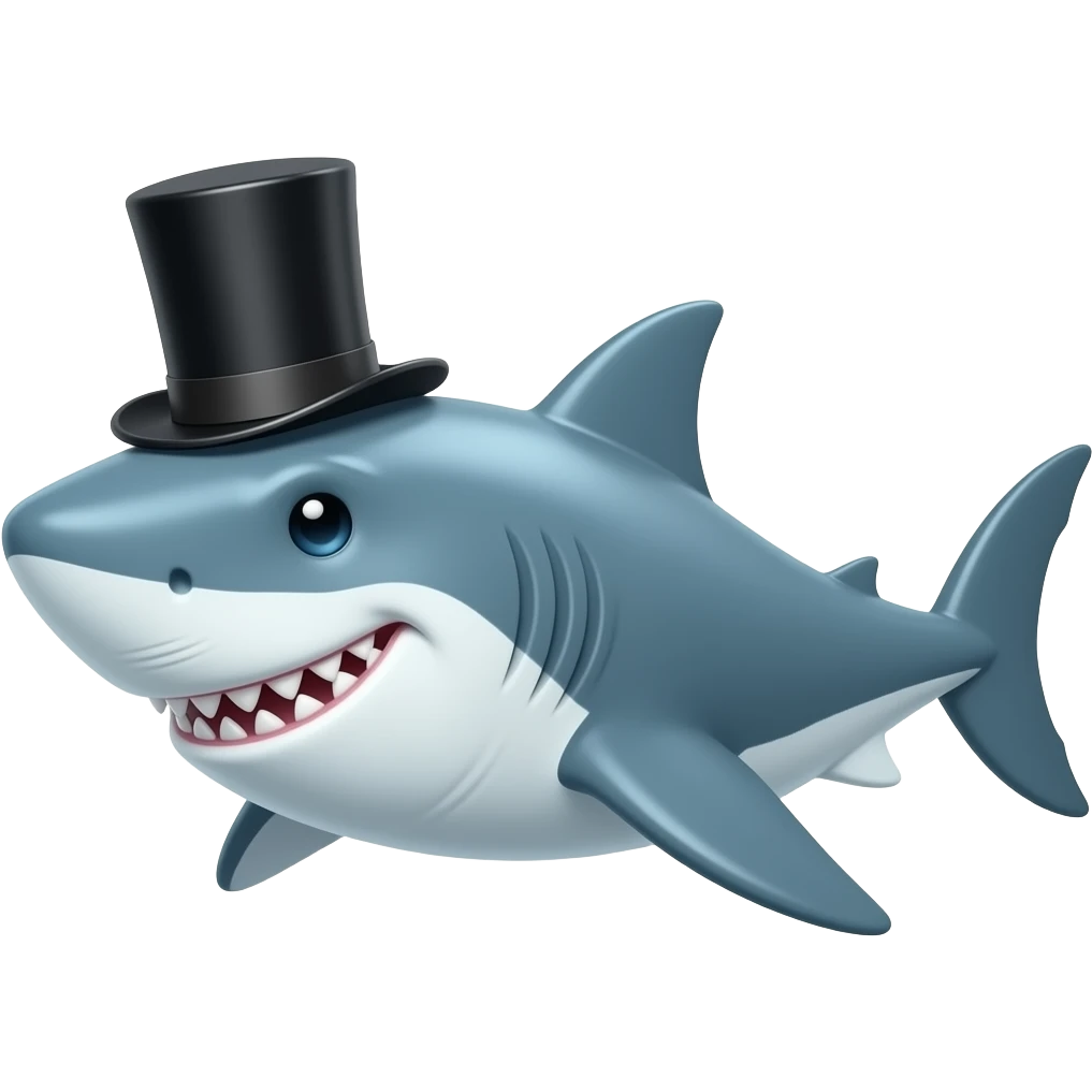 Shark with a top hat emoji
