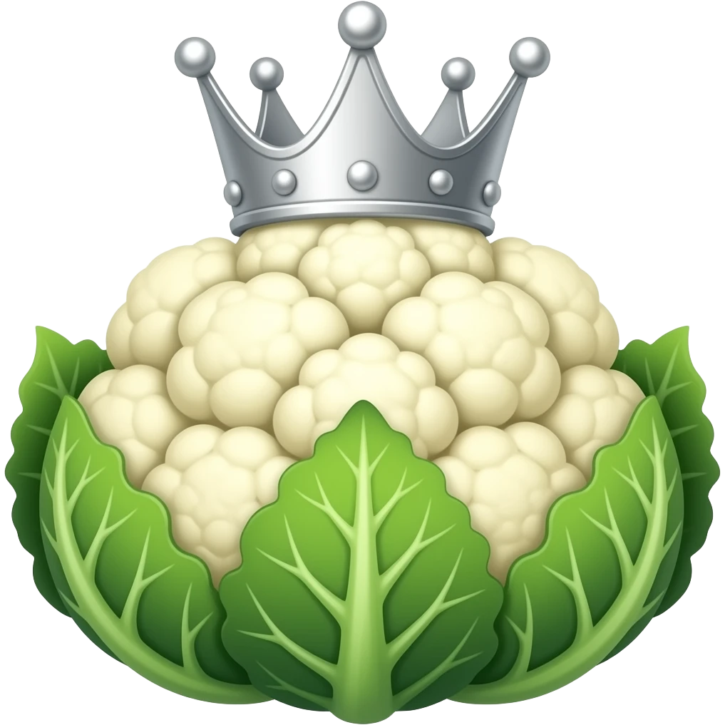 cauiliflower with silver crown emoji