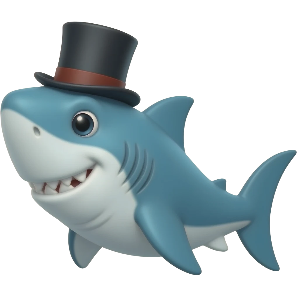 Shark with a top hat emoji
