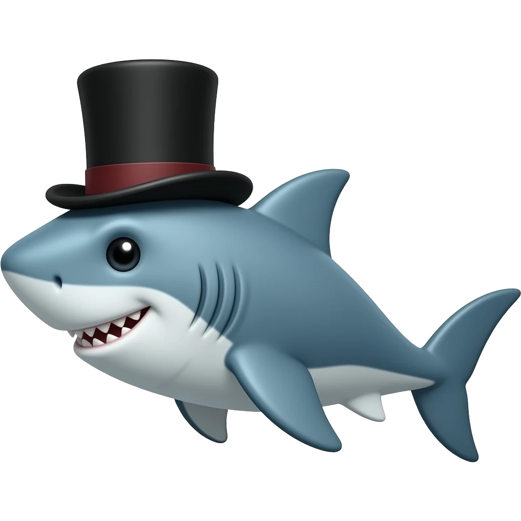Shark with a top hat emoji