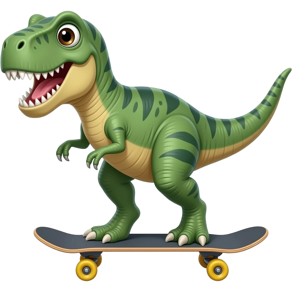 Dinosaur on a skateboard emoji