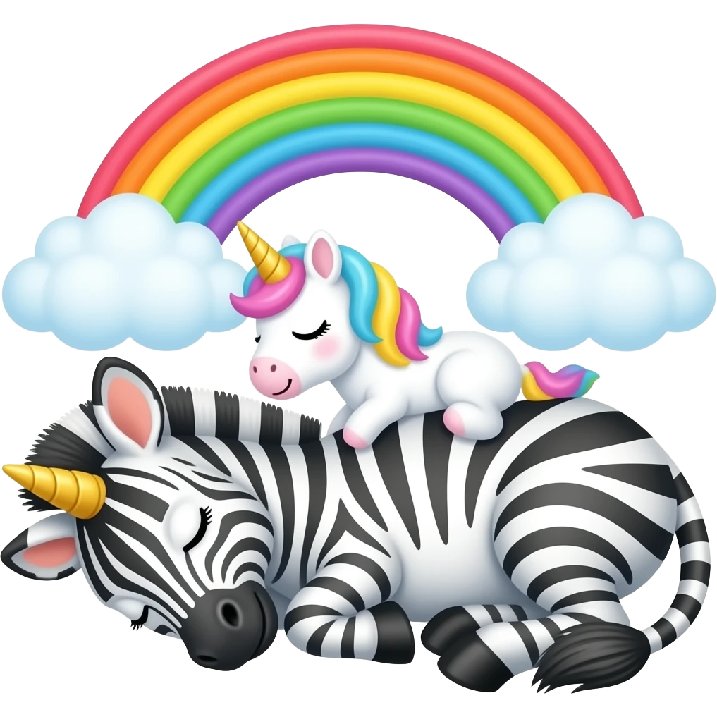 Zebra lying down Sleeping rainbow unicorn emoji