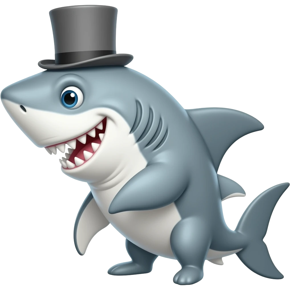 Shark with a top hat emoji