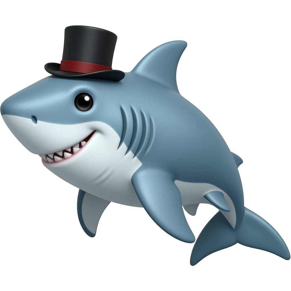 Shark with a top hat emoji