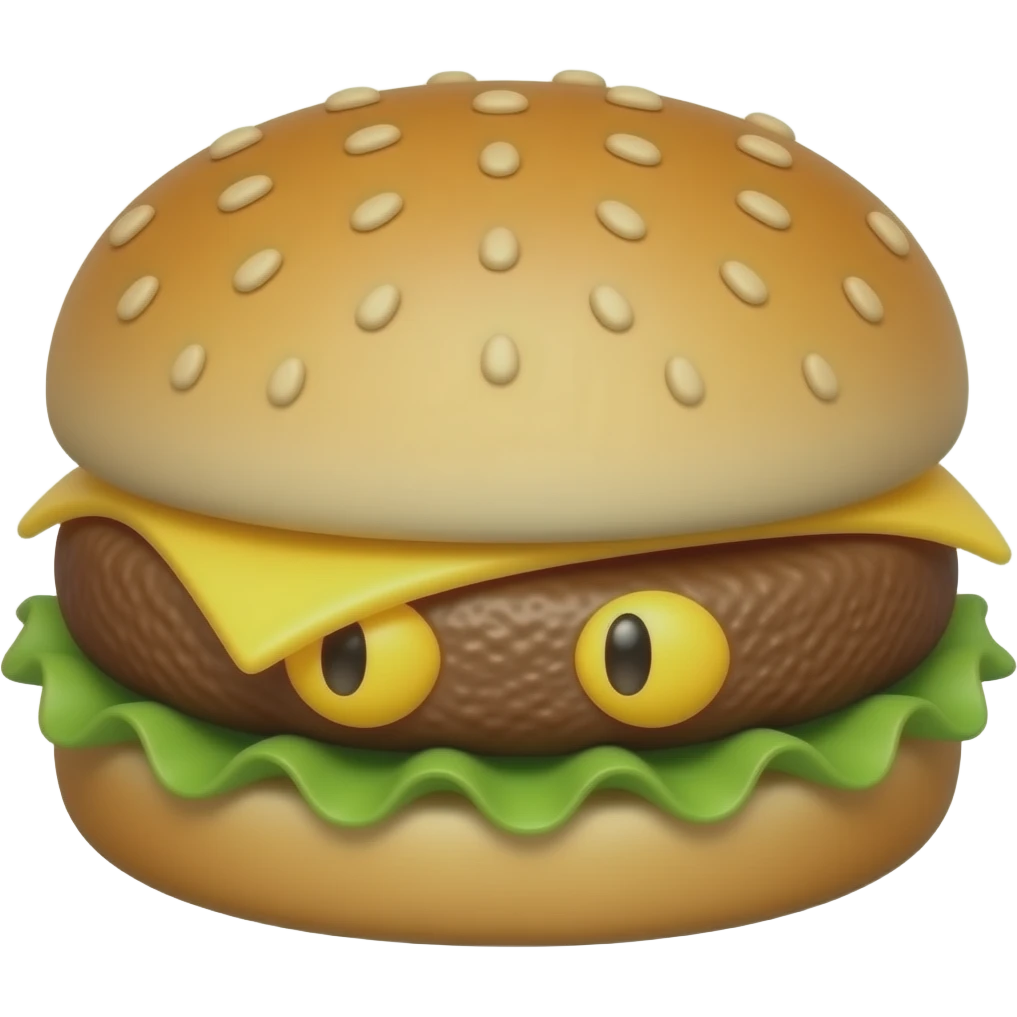 burger with googly eyes emoji