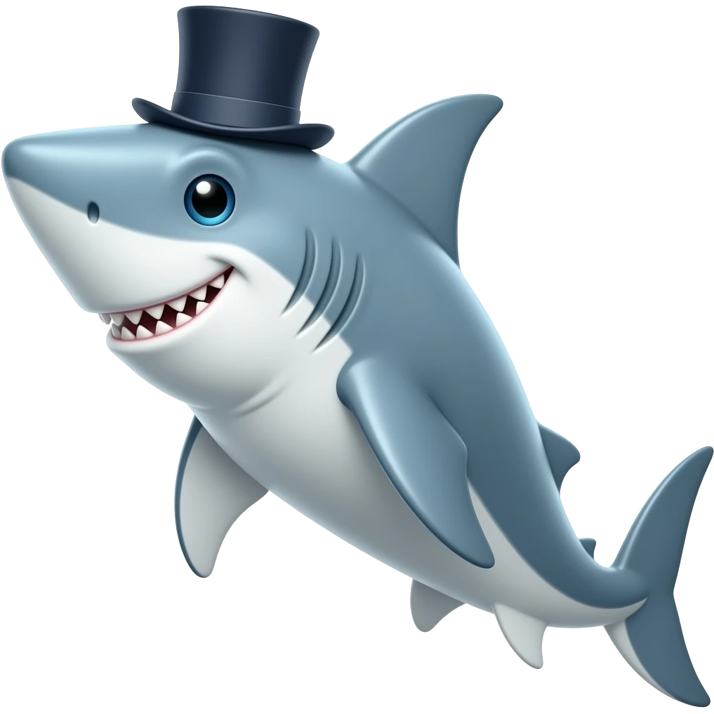 Shark with a top hat emoji