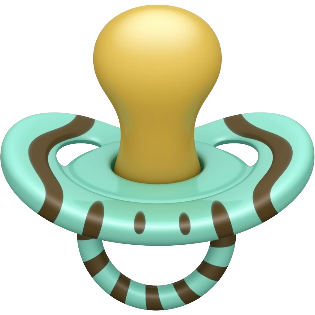Mint pacifier with striped chocolate emoji