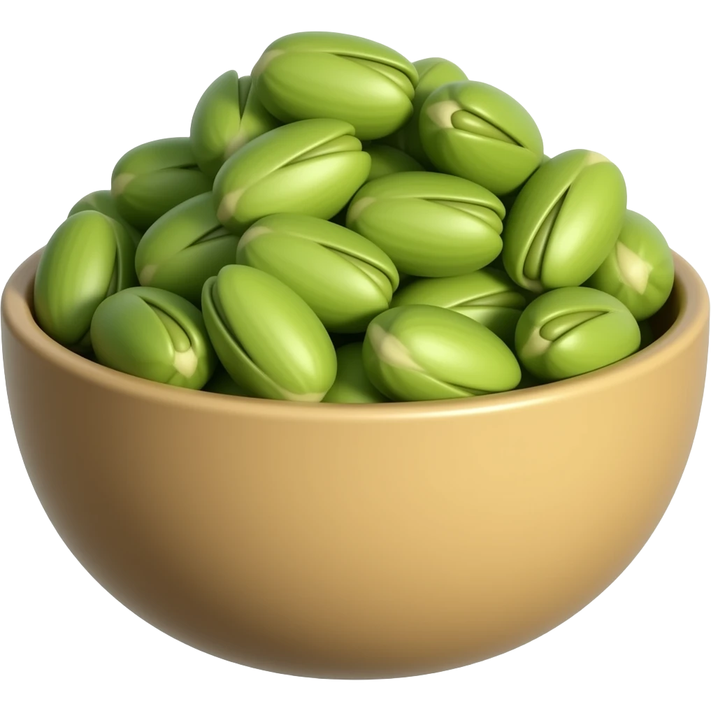Bowl of green pistachios no shell emoji