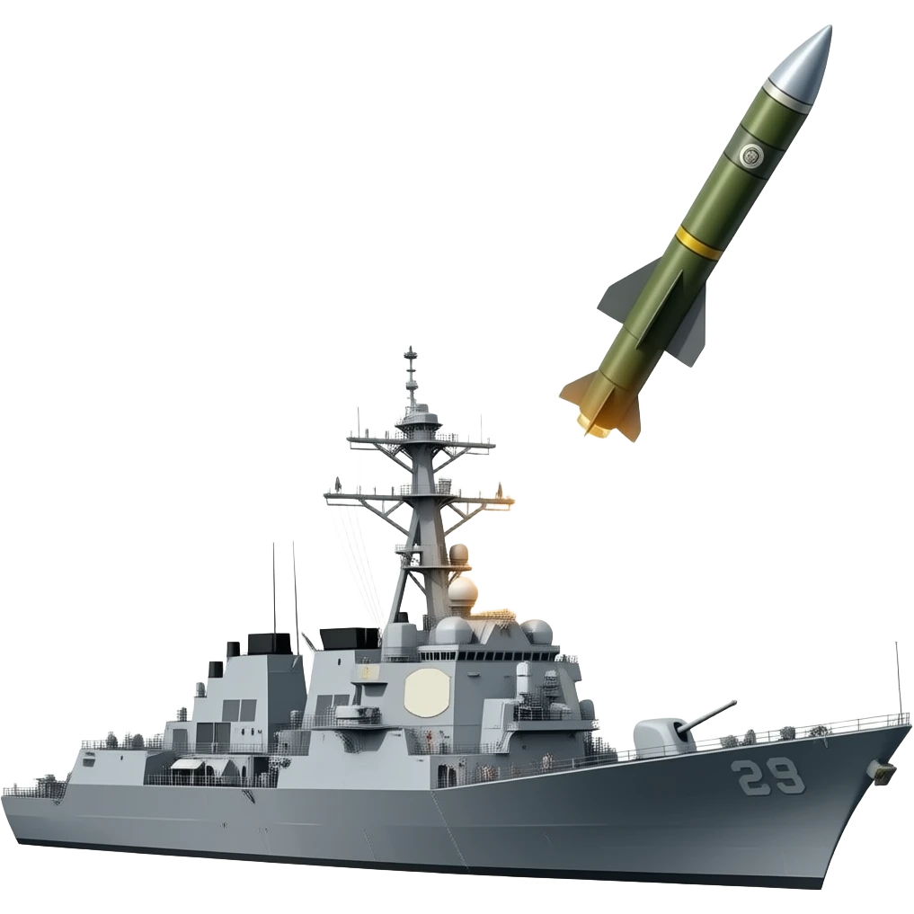 a realistic warship launching a missile emoji