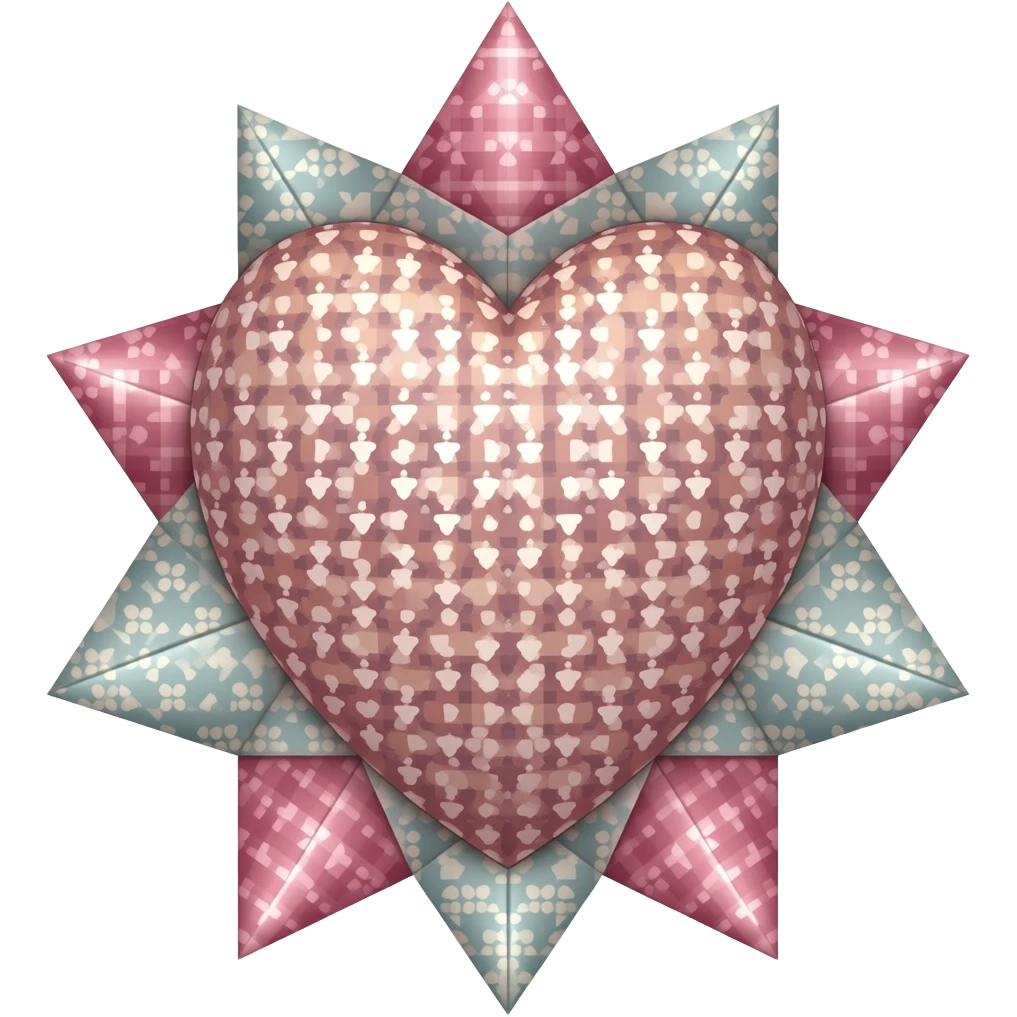 Patchwork quilt star as a heart emoji