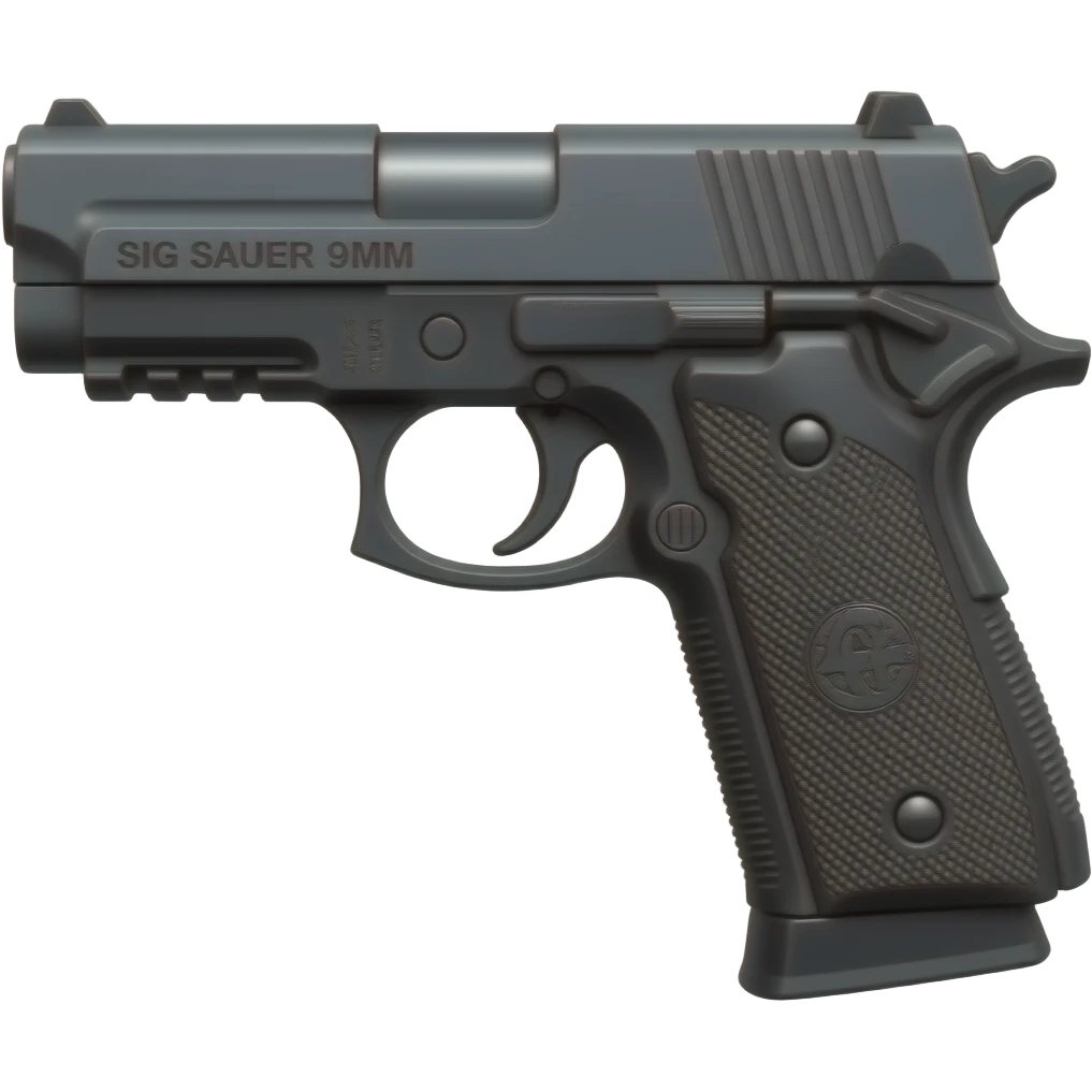 Make the sig saur 9mm pistol and add the name "Sig Saur 9mm" on the barrel . Make the name darker emoji