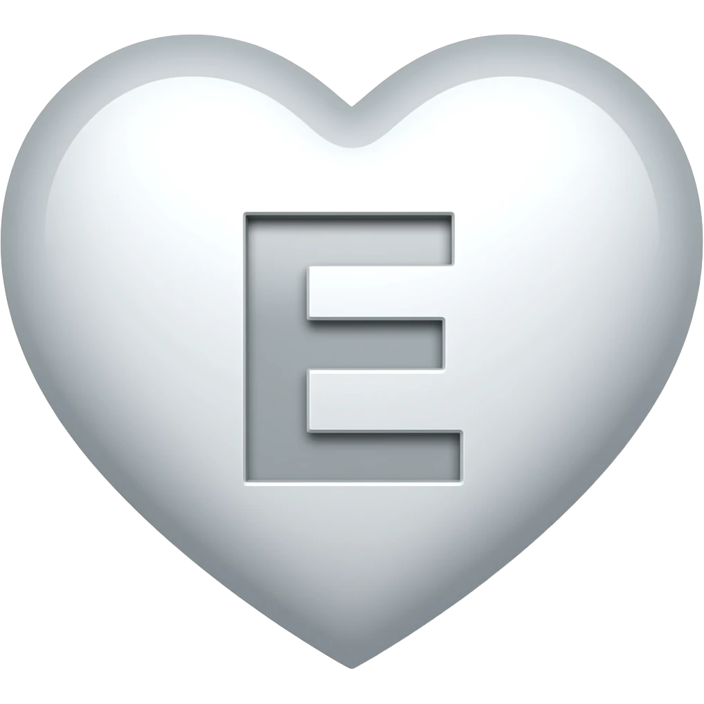 İçinde E yazan beyaz kalp emoji