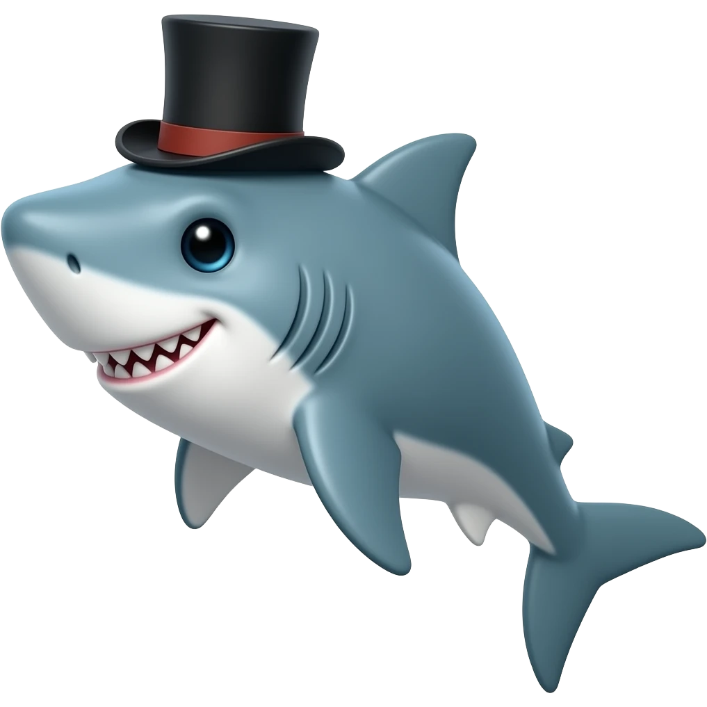 Shark with a top hat emoji