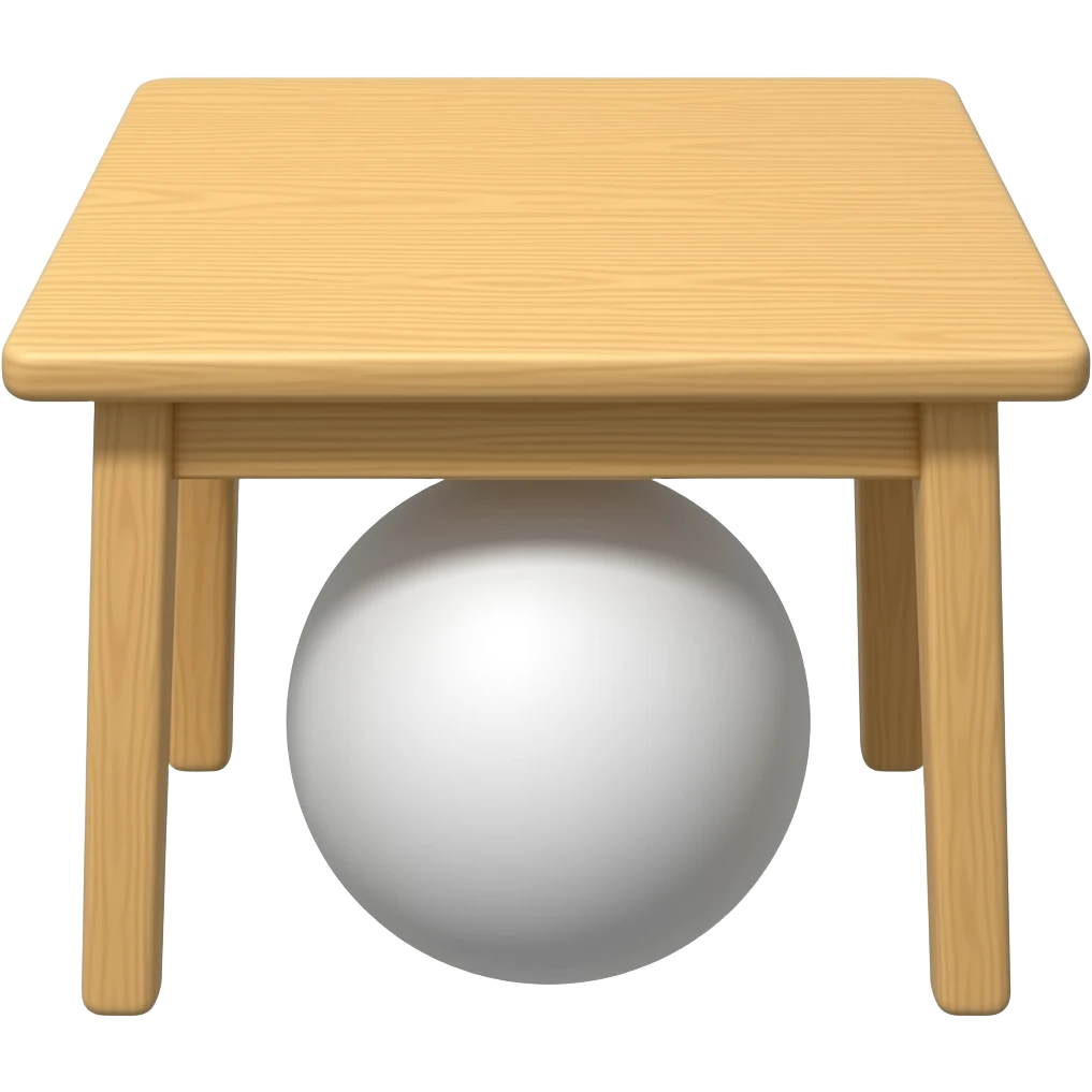 put a smaller ball under a table emoji