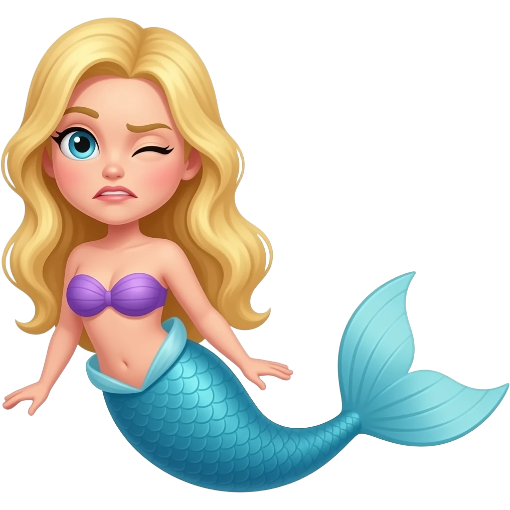 rolling her eyes in mockery blonde mermaid with blue tail emoji