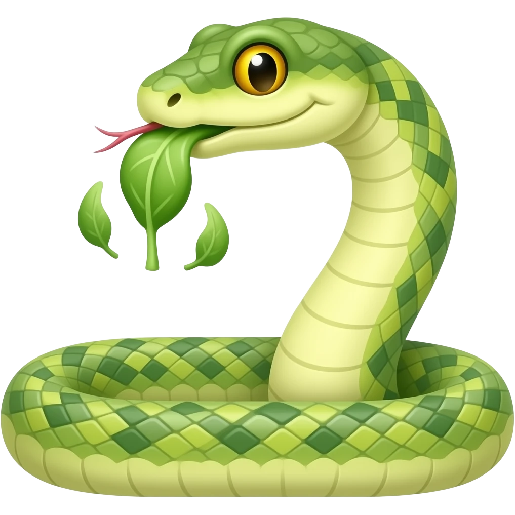 Snake eating spinach letter s emoji