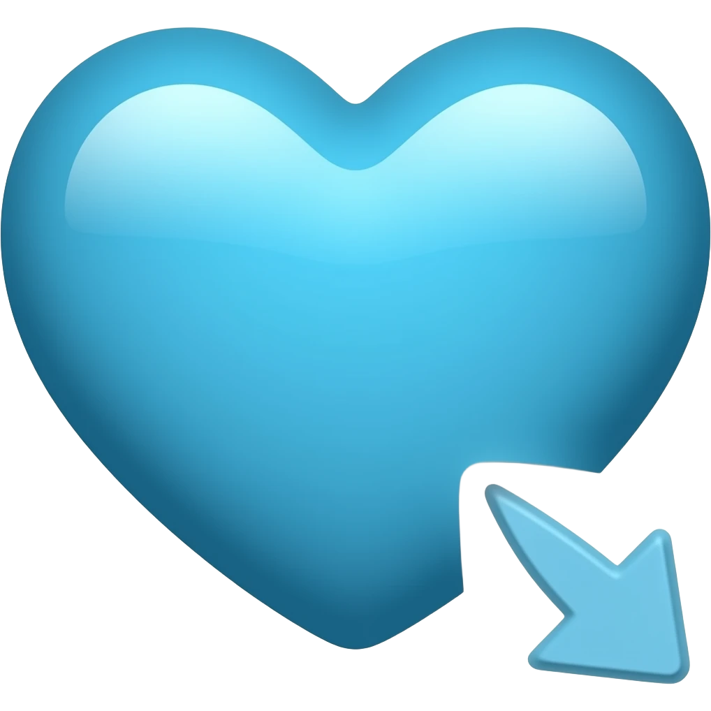 a whole blue heart next to a small growing arrow emoji