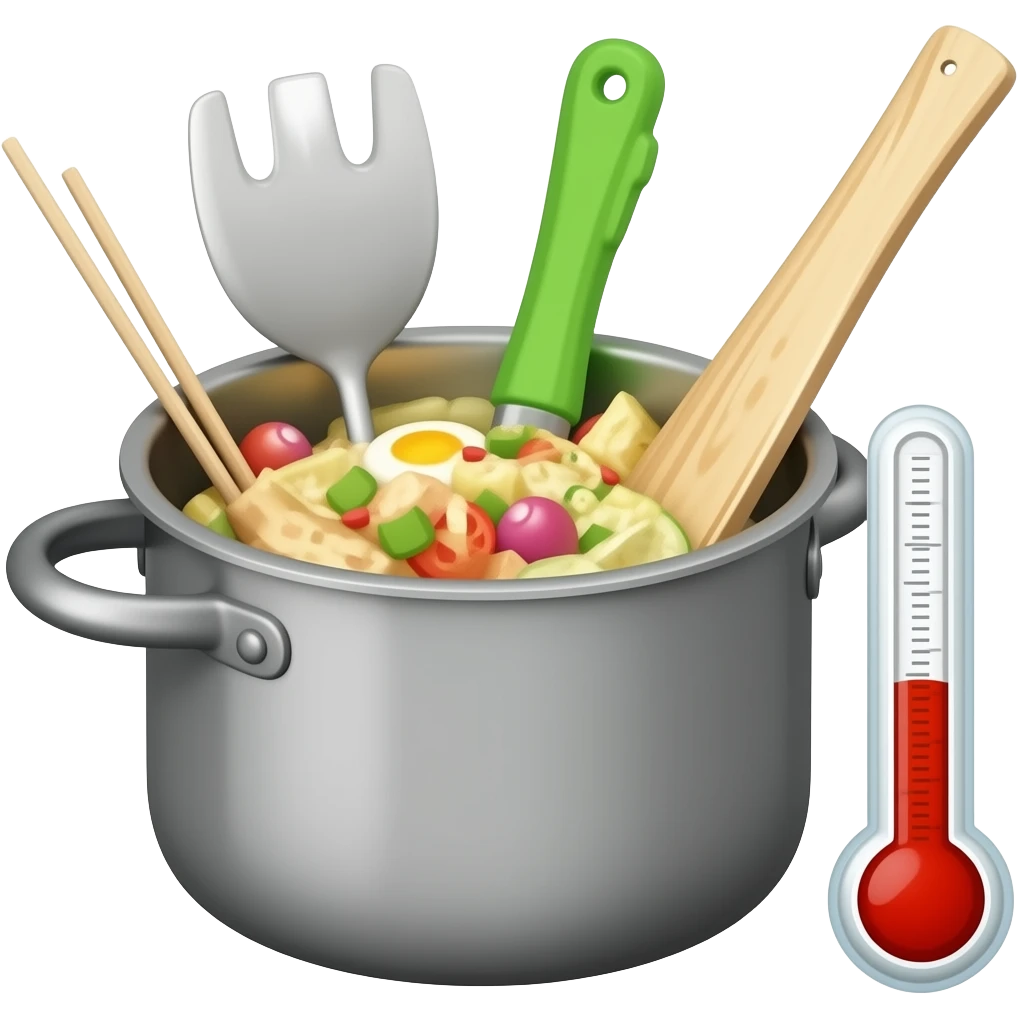 cooking pot with food and thermometer emoji